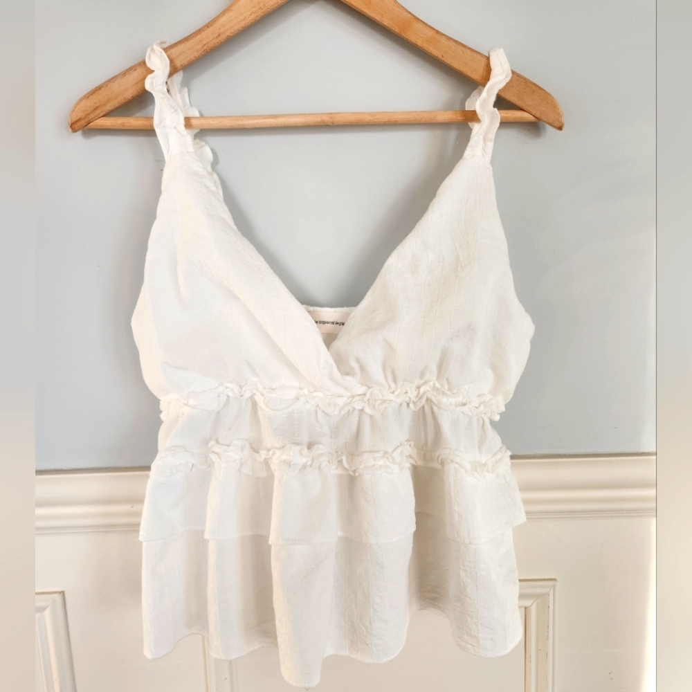 Impeccable Pig White Ruffled Tank Top